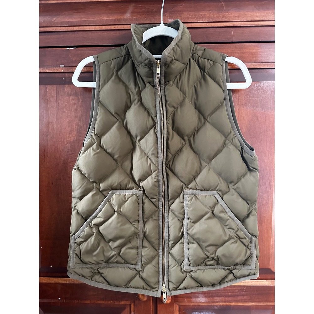 J.Crew Excursion Quilted Down Puffer Vest Olive Green 92465 Mens M